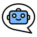 Artificial intelligence assistant icon flat line style illustration representing AI-powered virtual assistants and automation,