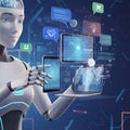 Artificial Intelligence Assistant Interacting with Digital Data Royalty Free Stock Photo
