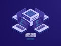 Artificial intelligence automated process of big data processing, server room, computing power, software development