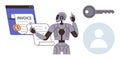 Robotic Automation with Invoice Processing and Security Key Elements Royalty Free Stock Photo