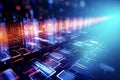 Artificial Intelligence background.Glow of Technology. Digital Life of Reason. Futuristic robot. Programming coding technology Royalty Free Stock Photo
