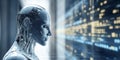 Artificial Intelligence background.Glow of Technology. Digital Life of Reason. Futuristic robot. Programming coding technology Royalty Free Stock Photo