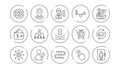 Artificial intelligence, Balance and Refer friend line icons. Timeline. Linear icon set. Vector