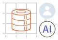 Artificial Intelligence and Big Data Concept with Database and User Profile Icons Royalty Free Stock Photo