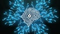 Artificial intelligence brain animation data mining, deep learning. Electronic brain powered by processor. Futuristic