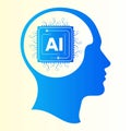 Artificial Intelligence Brain Chip Icon â Human Head Symbol Royalty Free Stock Photo