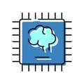 Artificial intelligence brain on computer microchip icon for computing Royalty Free Stock Photo