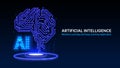 Artificial Intelligence Brain Concept with Digital Circuit Lines and Futuristic Glow for Machine Learning Royalty Free Stock Photo