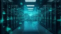 Artificial Intelligence brain concept inside futuristic data center server room Royalty Free Stock Photo