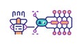 Artificial Intelligence Brain Connected to a Data Network, vector design Generative AI Royalty Free Stock Photo