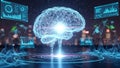 Artificial intelligence brain with data analysis and visualization Royalty Free Stock Photo