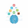 Artificial intelligence brain with data icons Royalty Free Stock Photo