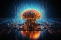 Artificial Intelligence brain, digital abstract technology futuristic, generative ai.