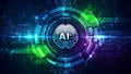 Artificial Intelligence Brain with Digital Circuit Background Royalty Free Stock Photo