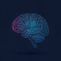 Artificial intelligence brain with digital circuit lines and neural network pattern on dark technology background Royalty Free Stock Photo