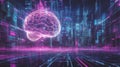 Artificial intelligence brain in futuristic digital city network Royalty Free Stock Photo