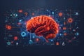Artificial Intelligence Brain â Futuristic Neural Network with Data Streams and Machine Learning. AI Generated Royalty Free Stock Photo