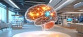 Artificial intelligence brain glowing and connecting in modern office setting Royalty Free Stock Photo