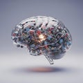Artificial Intelligence Brain with Glowing Core and Circuitry Royalty Free Stock Photo