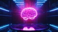 Artificial intelligence brain glowing in digital data environment Royalty Free Stock Photo