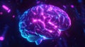 Artificial intelligence brain glowing with digital data particles Royalty Free Stock Photo