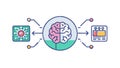 Artificial Intelligence Brain Icon: Neural Network and Cognitive Computing, vector design Generative AI Royalty Free Stock Photo