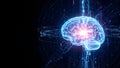 Artificial Intelligence Brain with Glowing Core and Digital Energy Visualization Royalty Free Stock Photo
