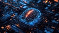 Artificial intelligence brain learning on digital circuit board Royalty Free Stock Photo