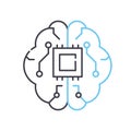 artificial intelligence brain line icon, outline symbol, vector illustration, concept sign Royalty Free Stock Photo
