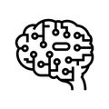 artificial intelligence brain line icon vector illustration Royalty Free Stock Photo