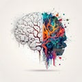Artificial Intelligence Brain Logo multi color painting Generative AI Illustration