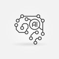 Artificial Intelligence Brain outline icon. Cyberbrain vector symbol