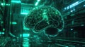 Artificial intelligence brain processing data on circuit board Royalty Free Stock Photo