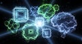 Artificial Intelligence Brain and Processor Network Royalty Free Stock Photo