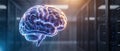 Artificial intelligence brain in server room Royalty Free Stock Photo