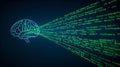 Artificial intelligence brain transferring digital data through programming code flow Royalty Free Stock Photo