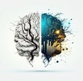 Artificial Intelligence Brain Tree Logo multi color Generative AI Illustration