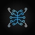 Artificial Intelligence brain vector blue line icon on dark back Royalty Free Stock Photo