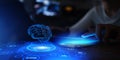 Artificial Intelligence Brain Visualization on Digital Touchscreen Royalty Free Stock Photo