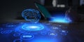 Artificial Intelligence Brain Visualization on Digital Touchscreen Royalty Free Stock Photo