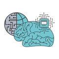 artificial intelligence brain world motherboard circuit Royalty Free Stock Photo