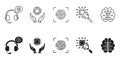 Artificial Intelligence Brainpower and Neural Analysis Line and Solid Icon Set. Data Processing, Automation and Royalty Free Stock Photo