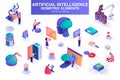 Artificial intelligence bundle of isometric elements Royalty Free Stock Photo