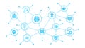 Artificial Intelligence business infographic with thin line icons. Robotics, Chatbot, Database, Big Data illustration