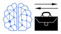Artificial Intelligence and Business Connectivity Concept with Brain and Briefcase Icons Royalty Free Stock Photo