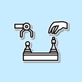artificial intelligence chess human and robot sticker icon. Simple thin line, outline vector of Artifical intelligence icons for Royalty Free Stock Photo