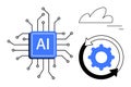 Artificial Intelligence Chip and Automation Process Concept with Cloud Computing Elements Royalty Free Stock Photo