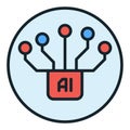 Artificial Intelligence Chip Circuit Board vector AI round colored icon or sign Royalty Free Stock Photo
