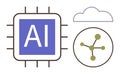 Artificial Intelligence Chip with Cloud and Network Connection for Data Processing Royalty Free Stock Photo