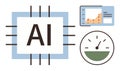 Artificial Intelligence Chip with Dashboard and Performance Metrics for Data Analysis Royalty Free Stock Photo